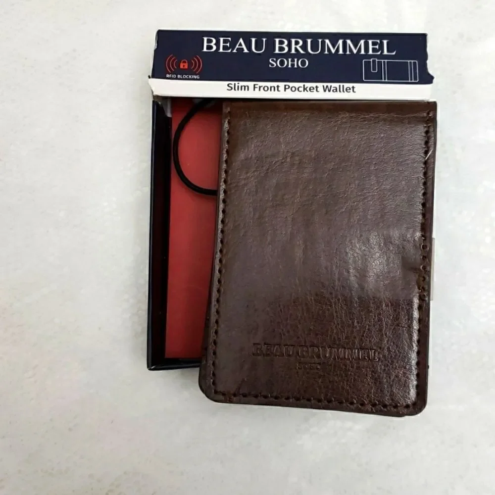 Beau Brummel Soho Money Clip Slim Pocket Wallet New